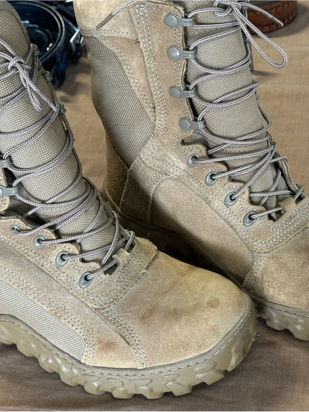 Calvin Klein Tan Suede Tactical Boots